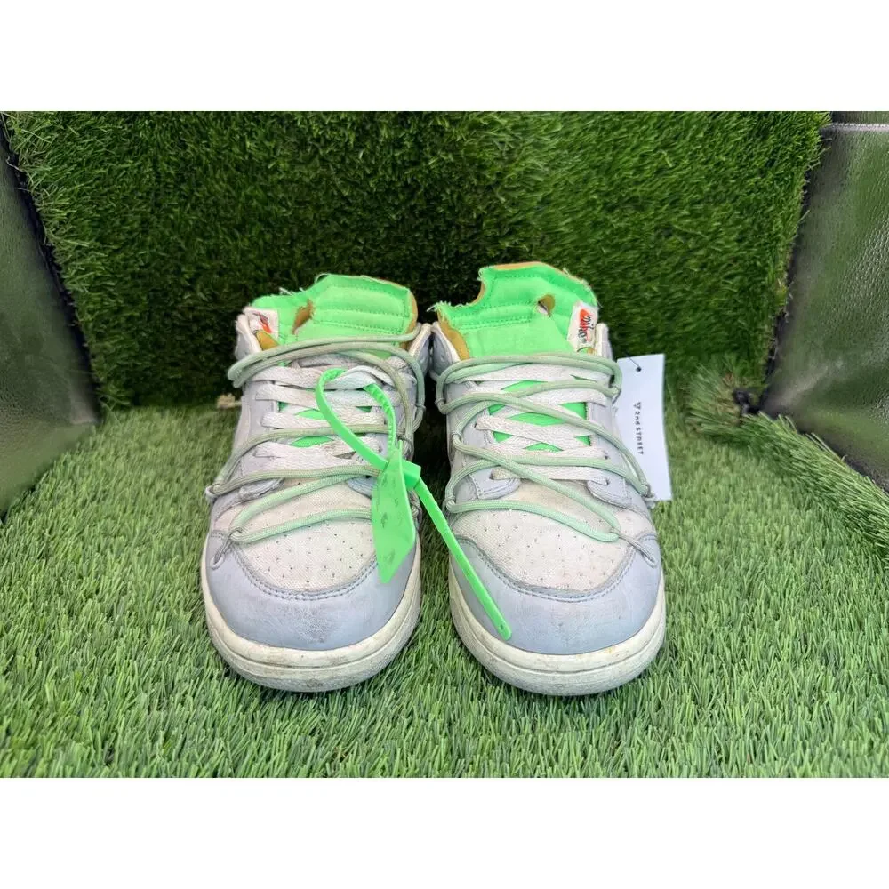 Nike X Off-White Dunk Low DM1602-108 Athletic Sneaker Mens 9.5 White Leather Gym